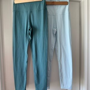 Kids High-Waisted Leggings - Teal and Light Blue